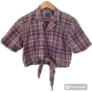 Liz Claiborne Liz Wear Vintage Metallic Thread Plaid Top Size Small